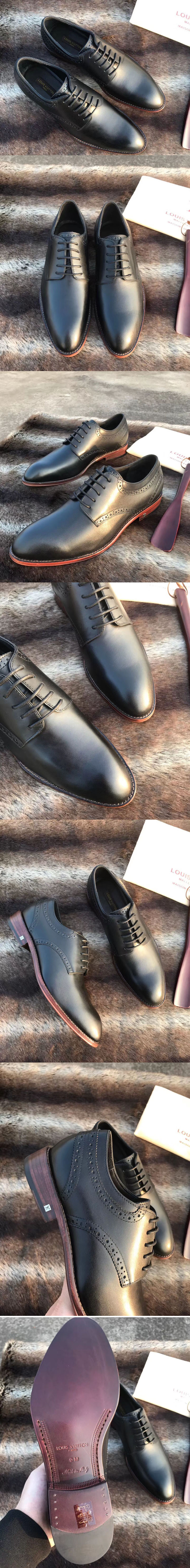 Replica Louis Vuitton LV City Derby Shoes Black Calf Leather
