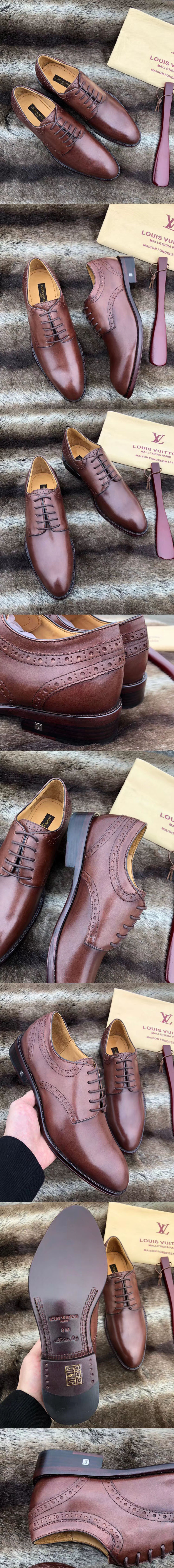 Replica Louis Vuitton LV City Derby Shoes Brown Calf Leather