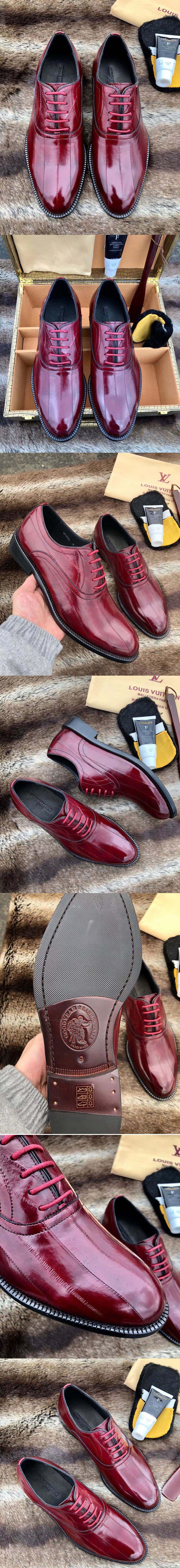 Replica Louis Vuitton LV City Derby Shoes Red Leather