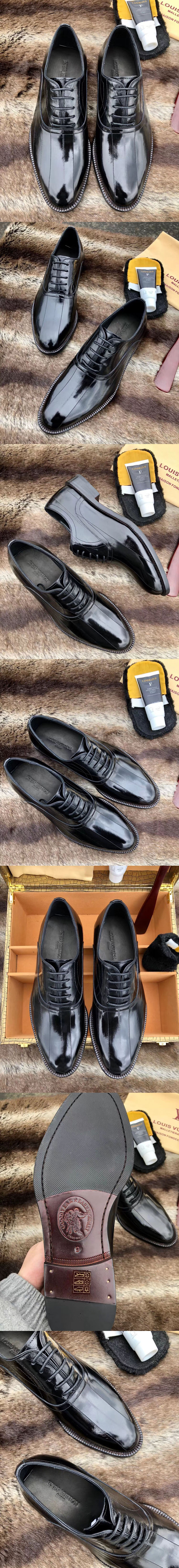 Replica Louis Vuitton LV City Derby Shoes Black Calf Leather