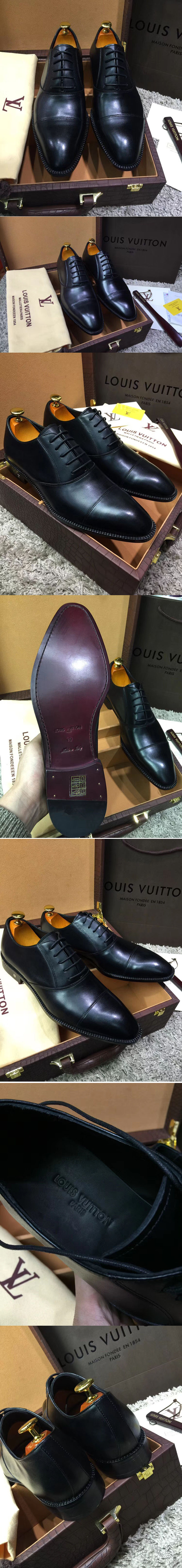 Replica Louis Vuitton LV Monceau Richelieu Shoes Black Calf Leather