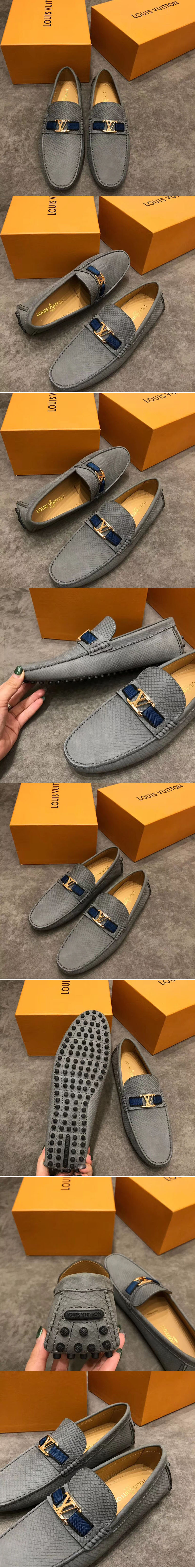 Replica Louis Vuitton LV Hockenheim Loafer And Shoes Gray Calf Leather