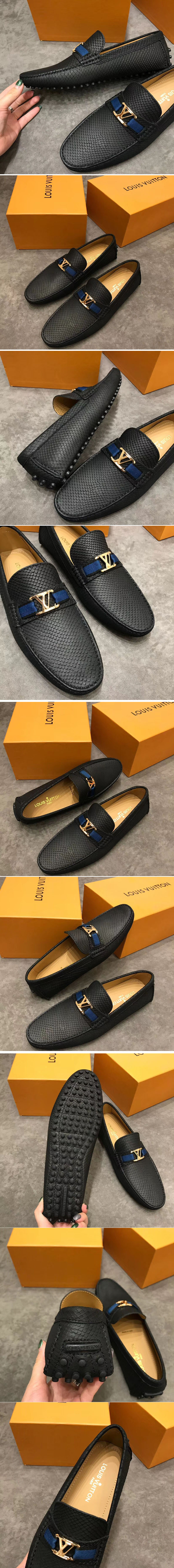 Replica Louis Vuitton LV Hockenheim Loafer And Shoes Black Calf Leather Gold Buckle