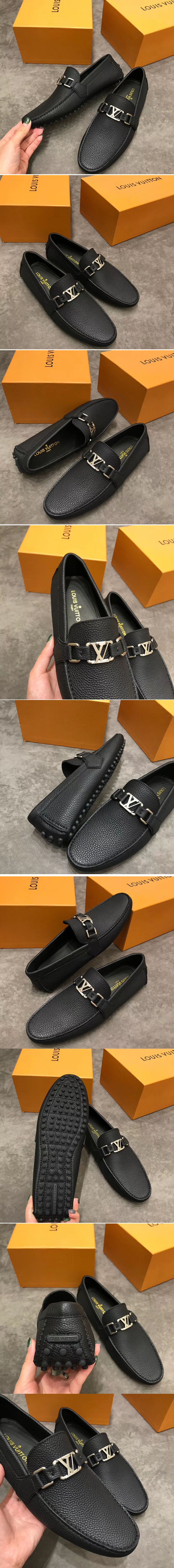 Replica Louis Vuitton LV Hockenheim Loafer And Shoes Black Calf Leather Silver Buckle