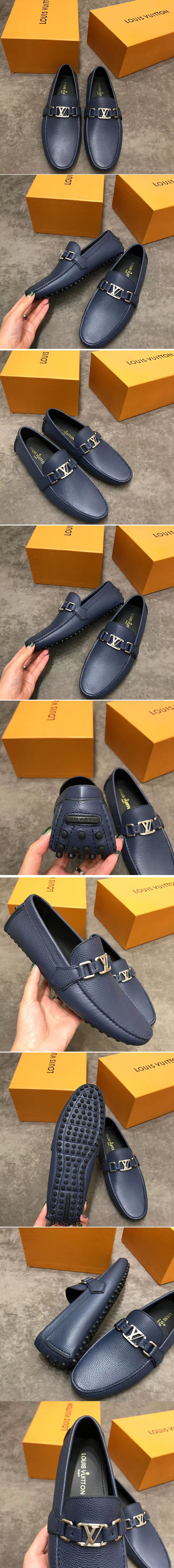 Replica Louis Vuitton LV Hockenheim Loafer And Shoes Blue Calf Leather