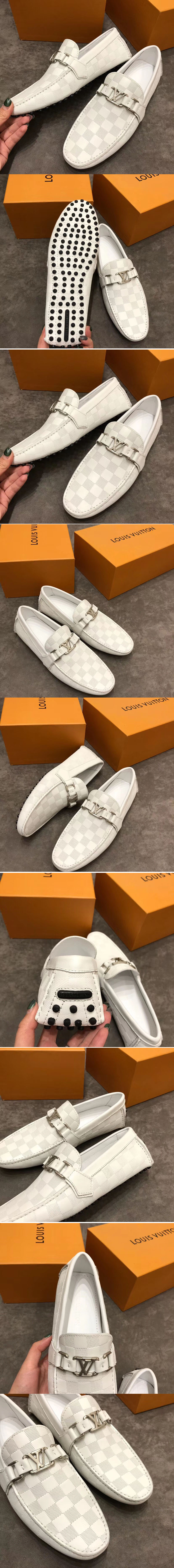 Replica Louis Vuitton LV Hockenheim Loafer And Shoes White Damier Embossed Calf leather