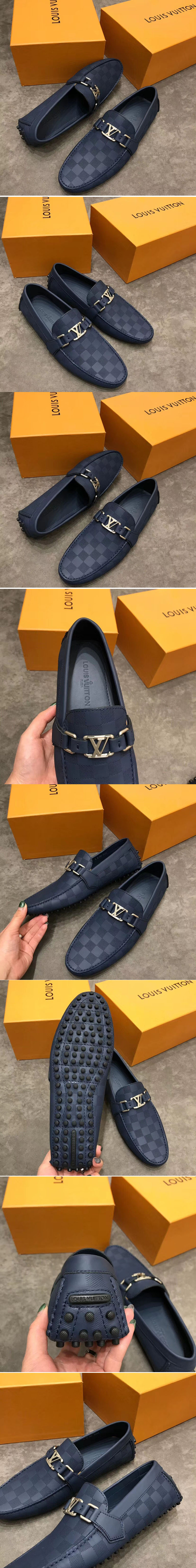 Replica Louis Vuitton LV Hockenheim Loafer And Shoes Damier Embossed Calf leather Blue