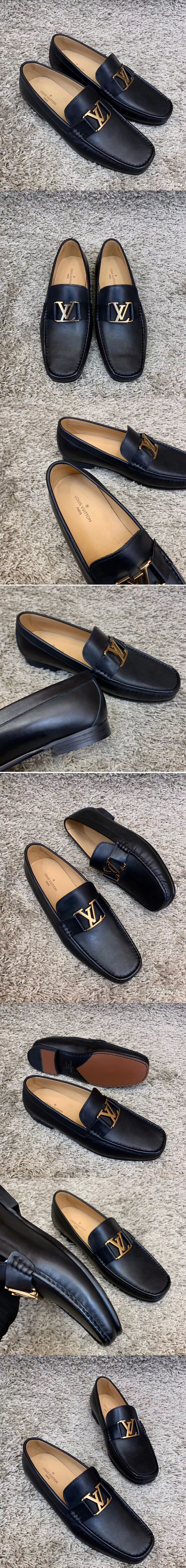 Replica Louis Vuitton LV Montaigne Loafer Shoes Calf Leather Black